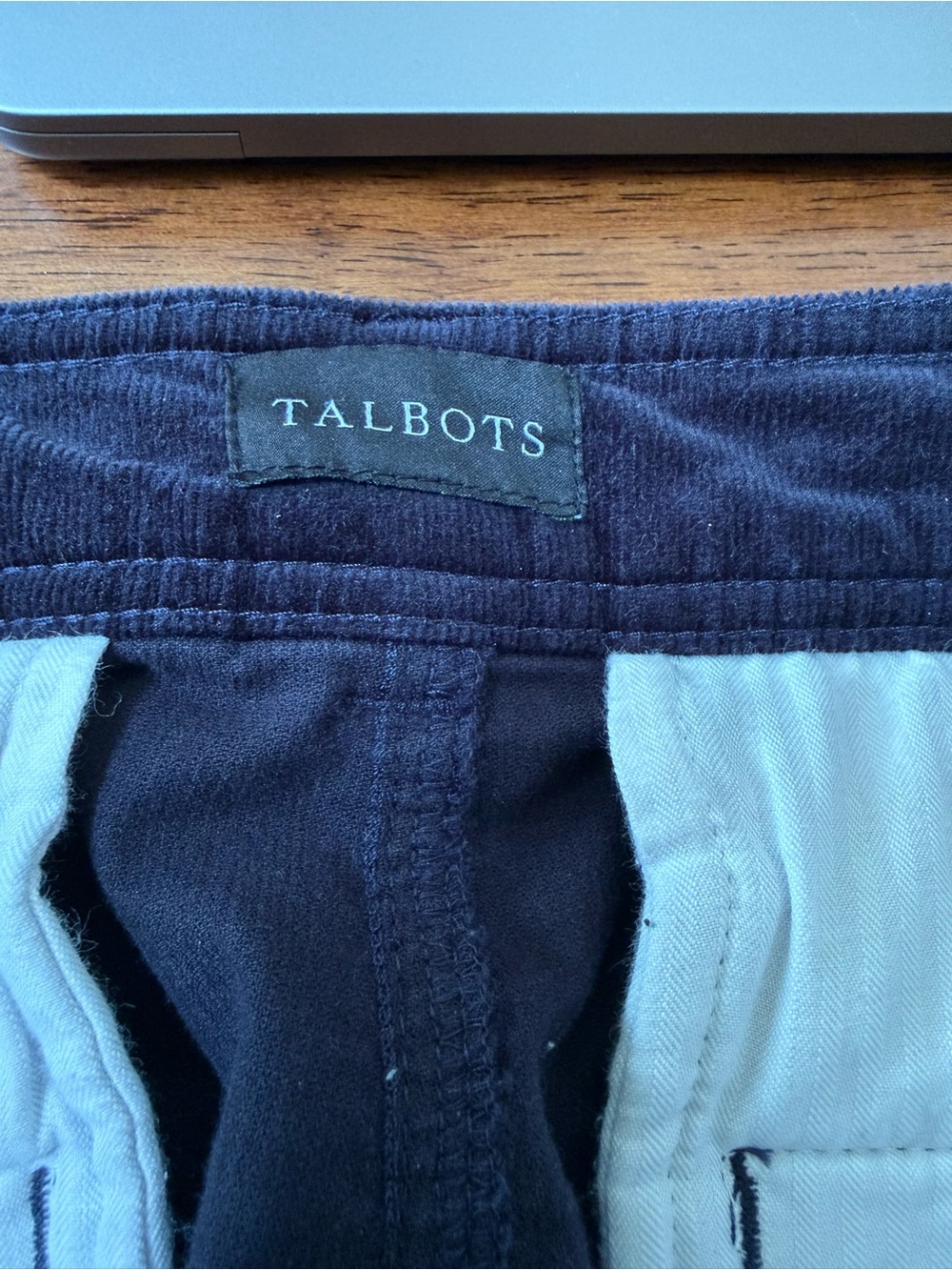 Talbots Navy Corduroy Straight Leg Pants Approx 38x31 Cotton Stretch - Picture 4 of 9